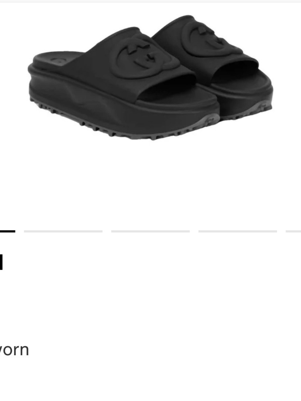 Gucci Black Slide Sandals with Raised Double G - Picture 3 of 3